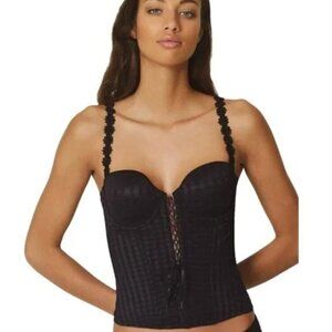 Marie Jo Basque Black Sexy Corset Convertible Lace Up Top 34 B/C